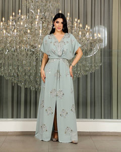 Elegante Vestido Abaya con Cuello en V y Lentejuelas Bordadas para <span class=keywords><strong>Mujer</strong></span>, Estilo Árabe <span class=keywords><strong>de</strong></span> Oriente Medio, Dubai, Musulmán, Modesto, Popular, para Fiestas y Eventos Nocturnos - Product Image 5