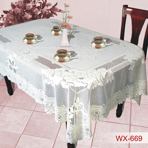 Warp Knitted Lace <b>Tablecloth</b> <b>Oval</b> White Polyester Home Decor WX-498 - Product Image 4
