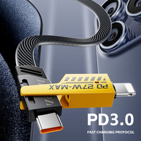 Kabel pengisian daya Universal, konverter 4 in 1 Super cepat PD 27W 6A kabel USB ke tipe-c untuk ponsel