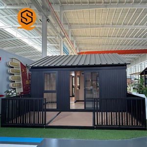 Casa Container Pieghevole di Lusso Shinestone Nera da 20 Piedi con Tetto Inclinato |   Casa Prefabbricata Moderna Espandibile con 2 Camere da Letto e <span class=keywords><strong>Soggiorno</strong></span> - Product Image 5