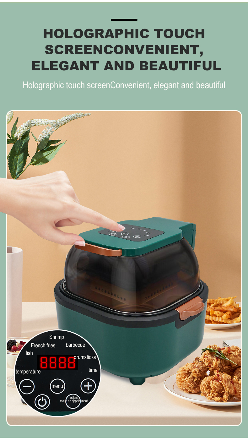 Air Fryer Household 6.7L Large Capacity Visual Window Oil Smoke Free Fried Chicken Legs And Chips Air Oven Factory OEM