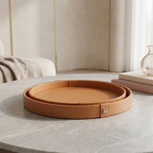 Vassoio portaoggetti in pelle Art Déco per tavolino da salotto, decorazione di lusso per la casa, idea <span class=keywords><strong>regalo</strong></span> - Product Image 1
