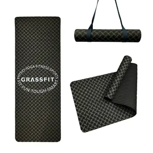 新设计6毫米定制印花环保TPE瑜伽垫健身房橡胶艾斯特利亚瑜伽运动垫黑色旅行瑜伽马特