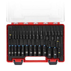 Jeu de douilles de tournevis pneumatiques DIY 34 pièces, métriques, en acier au chrome-vanadium, embout magnétique hexagonal 1/4 pouce, pour réparation mécanique automobile et domestique - Product Image 2