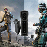 Pengontrol Permainan Nirkabel 2.4GHz dengan Sensor Gerak 2 in 1 Set Joystick dengan Pegangan Kiri dan Kanan untuk Konsol Permainan WII.