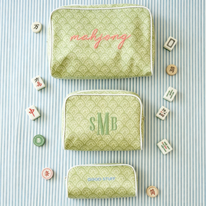 Maßgefertigte Modische Gestreifte Kosmetiktasche für Reisen Große Gemusterte Toilettentasche MAHJONG-Fliesen Transparente Tasche - Product Image 1