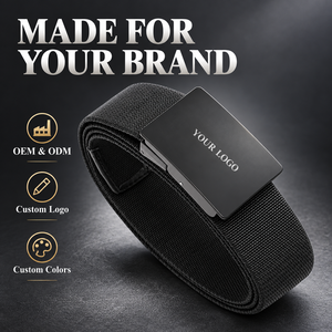 <span class=keywords><strong>Ceinture</strong></span> <span class=keywords><strong>Élastique</strong></span> en Nylon Tressé Personnalisée avec Logo, Boucle Réversible et Plaque Arrière en Cuir, pour Golf et Entraînement Occasionnel - Product Image 2