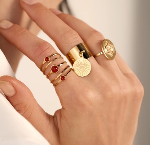 OEM &amp; ODM Custom Stainless Steel <strong>Ring</strong> Factory Wholesale Adjustable Opening <strong>Resizable</strong> with Natural Stone for Wedding Party Gift - Product Image 6