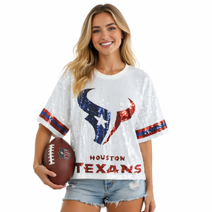 Venta Directa de Fábrica, Camiseta de Lentejuelas para Mujer de los <span class=keywords><strong>Houston</strong></span> Texans de la <span class=keywords><strong>NFL</strong></span>, para el Día del Partido - Product Image 3
