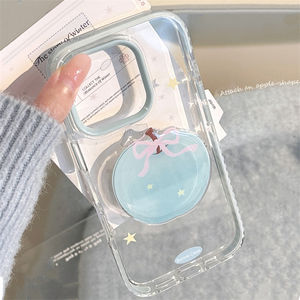 Adatto per IPhone17 cassa del telefono 16promax pittura a olio tridimensionale blu mela 13 <span class=keywords><strong>trasparente</strong></span> 11 piccola copertina morbida fresca 14 - Product Image 1