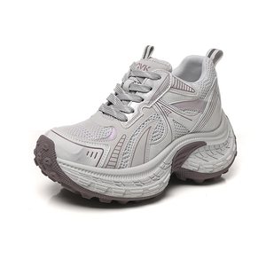 Lightweight Breathable Women's Sneakers 2026 Spring Chunky Soled Height Enhancing Casual Hiking Shoes Retro Style - Product Image 1