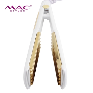 MAC Styler Wide Plate Hair Crimper Nano Titanium <span class=keywords><strong>Pro</strong></span> <span class=keywords><strong>230</strong></span> Fer à friser volumisant blanc or, outil de coiffure professionnel, 1 an d'utilisation en extérieur - Product Image 5