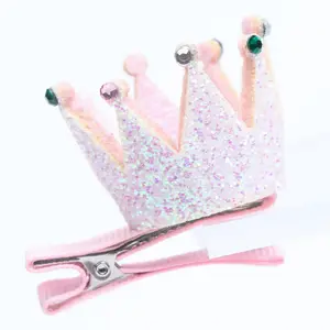 Glitter crown hair clips European and American children's hair clips manufacturer wholesale girls hair bow