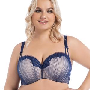 Soutien-Gorge Confort pour <span class=keywords><strong>Femme</strong></span> Bonnet D à G Demi-Bonnet pour Poitrines Généreuses à Armatures Maintien Renforcé avec Maille Respirante Couleur Contrastée - Product Image 4