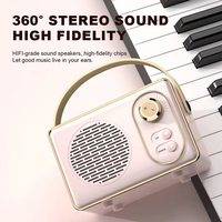 Altavoz Bluetooth Retro, Mini Altavoz Portátil Vintage, Reproductor MP3 Recargable con Tarjeta de Memoria, AUX, USB, para Campamento, Fiestas, Regalo