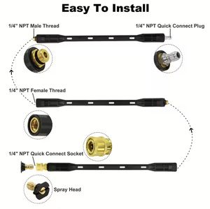أداة غسيل الطاقة 6 فوهات أطراف عالية مع مجموعة عصا تمديد 9 قطع مرفق منظف مزراب للسقف - Product Image 2