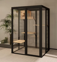 Villa pour animaux de compagnie décorative avec cadre en alliage d'aluminium anodisé de taille personnalisée, vitrée sur les côtés, maison panoramique en aluminium, espace pour chat
