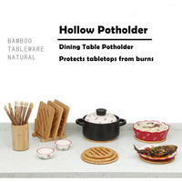 Sous-plats en bambou en gros, sous-plats de table en bambou massif, sous-plats antidérapants pour plats et casseroles, sous-plats résistants à la chaleur, sous-verres en bois pour théière