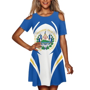 Personalizzato Alvadoran Sexy spalla fredda vestito Midi ragazze all'ingrosso <span class=keywords><strong>El</strong></span> Salvador stampa Logo taglie forti abiti da donna - Product Image 4