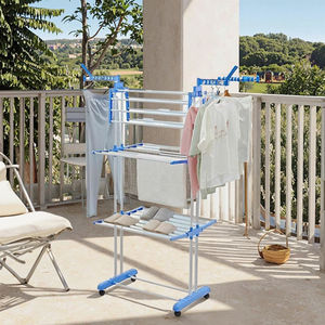 ล้อโลหะแขวนเสื้อผ้า3ชั้นแบบตั้งได้, ล้อราวแขวนในครัวท่อท่อ16มม. - Product Image 4