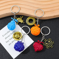 Vente en gros 1 pièce Porte-clés Fruit du Diable Luffy, Porte-clés en métal Ace Flamme, Pendentif Zoro, Figurine Anime, Breloque de sac, Accessoires de voiture