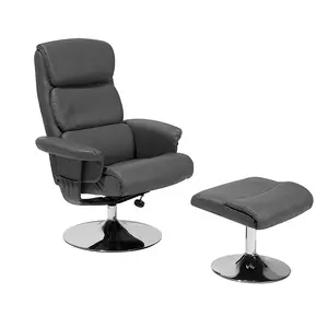 Chaise inclinable pivotante en cuir PU avec repose-pieds pour fauteuil inclinable et pouf de salon avec base enveloppée