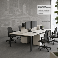 Système de bureau poste de travail double pour 4 personnes avec cloison acoustique pour bureau à aire ouverte, vente en gros, direct usine Chine