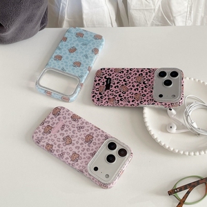 Cartoon KT Cat Glitter Leopard Pattern Mobile Phone Case For IPhone 17 16 15 14 Pro Max IMD Cute Bow Shockproof Soft <b>Cover</b> Back - Product Image 1