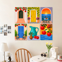 Kit de Peinture par Numéros sur Toile, Art Mural, Lot de 6 Mini Peintures : Porte Grecque, Pommier, Jardin Méditerranéen, Décoration Intérieure, Dropshipping, Vente en Gros