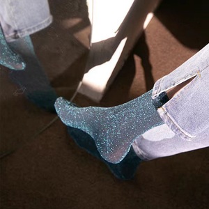 Glitter Shiny <strong>Socks</strong> for Women Retro Loose <strong>Socks</strong> Short Tube Crew <strong>Socks</strong> - Product Image 6