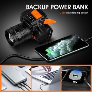 ไฟฉายคาดศีรษะ LED แบบชาร์จ USB สว่างพิเศษ ขายดีปี 2025 เหมาะสำหรับเดินป่า ตั้งแคมป์ กิจกรรมกลางแจ้ง สายคาดศีรษะปรับได้ กันน้ำ IP54 ตัวโคมทำจากอลูมิเนียม - Product Image 4