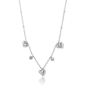 Collar con Colgante de Corazón Amy Amy, Acero Inoxidable, Bañado en Rodio, Circonita Cúbica, Joyería Romántica para Mujer, Regalo para Uso Diario - Product Image 4