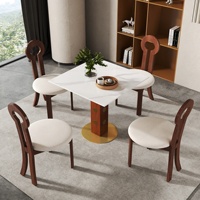 Voxhome Drop Shipping Ensemble table et chaises ronde moderne en pierre frittée 2 4 places Bistro Breakfast Coffee Shop
