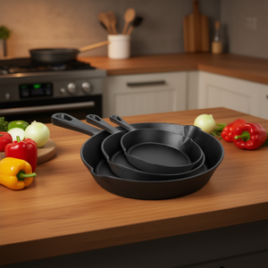 Juego de Sartenes de Hierro Fundido de 6, 8 y 10 Pulgadas, Antiadherentes, Aptas para Horno, para Estufas de Gas e Inducción - Product Image 2