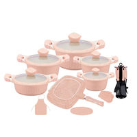 Set Peralatan Masak Panci Casserole Anti Lengket Model Baru, Set Panci dan Wajan Anti Lengket Marmer, Bahan Aluminium Granit