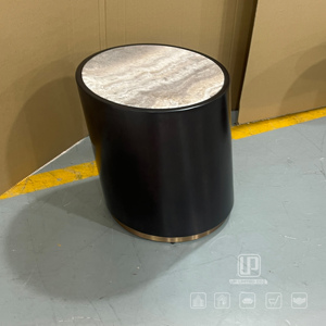 Updecors Unique Shaped Cylinder Coffee <b>Table</b> Italian Marble Top <b>Side</b> <b>Table</b> Deluxe Living Room <b>Round</b> <b>Side</b> <b>Table</b> Shaped Cylinder C - Product Image 4