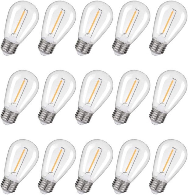 25 Pack 1 W S14 Holiday LED Filament Bulb  E26 Base Fits for Commercial Outdoor Patio Garden Vintage Holiday Lights