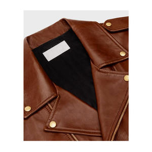 Giacca <span class=keywords><strong>in</strong></span> Vera <span class=keywords><strong>Pelle</strong></span> di Agnello per <span class=keywords><strong>Donna</strong></span>, Stile Moto Rock <span class=keywords><strong>Biker</strong></span> con Cerniera e Cintura, Personalizzabile dal Fornitore - Product Image 4