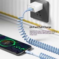 Kabel Data Silikon Retractable Spring 66W Pengisian Cepat Dual Type-C untuk Penggunaan Mobil CarPlay