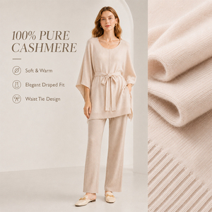 Pull court en cachemire pour femme, tricoté, à nouer à la taille, épais et chaud, avec logo personnalisé, haut de gamme, doux, confortable et polyvalent - Product Image 1