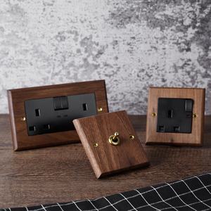 Interruptor <span class=keywords><strong>de</strong></span> <span class=keywords><strong>luz</strong></span> <span class=keywords><strong>de</strong></span> latón retro antiguo <span class=keywords><strong>de</strong></span> madera maciza <span class=keywords><strong>de</strong></span> estilo UE y Reino Unido, <span class=keywords><strong>enchufes</strong></span> <span class=keywords><strong>de</strong></span> pared <span class=keywords><strong>de</strong></span> 2 vías <span class=keywords><strong>de</strong></span> 1 banda e interruptores del Reino Unido - Product Image 6