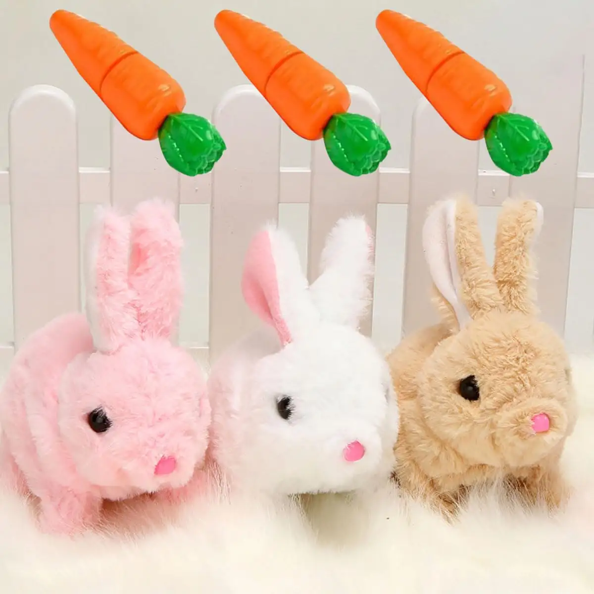 Regalo di peluche interattivo per coniglietto con coniglio in peluche per bocca e naso con animali elettrici interattivi per bambini