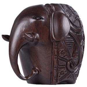 Elephant Wood Carving Pen Holder Lacquerware Symbolizing Good Luck Peace Wealth Prosperity Unity & Harmony