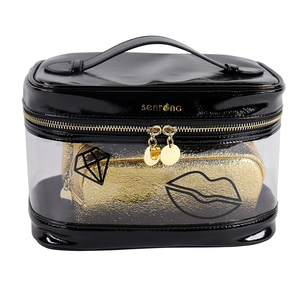 Custom Printed <b>Clear</b> PVC Makeup <b>Bags</b> Fashionable Waterproof Travel for <b>Toiletry</b> Wash Cosmetic <b>Bags</b> with Zipper - Product Image 1