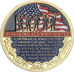 Monete Commemorative in metallo monete veterane incisioni a doppia faccia regalo di apprezzamento moneta per uomini donne veterani presenta - Product Image 3