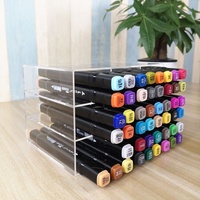 Organisateur de marqueurs à niveaux en acrylique moderne de luxe personnalisé avec surface polie, pré-assemblé pour comptoir/bureau