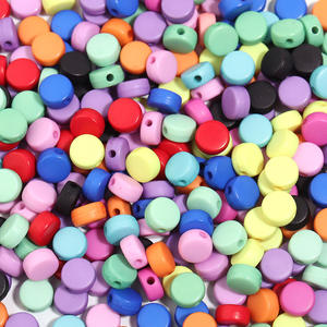 100 unids/bolsa plana redonda recta agujero acrílico cuentas sueltas para DIY materiales hechos a mano pulseras teléfono móvil cadenas Accesorios - Product Image 1