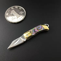 Mini couteau pliant utilitaire porte-clés - Lame en acier inoxydable avec manche en laiton/coquille pour usage extérieur et quotidien