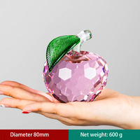 Ornement Pomme en Cristal Fait Main Luxe Léger Haut de Gamme pour Entrée, Salon, Meuble TV, Décoration Intérieure – Coffret Cadeau Parfait pour la Veille de Noël