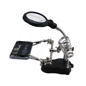 Amool Tool 2021 Table Magnifier Helping Hand Desktop Welding Magnifying Glass Led Lamp Light For Repair Electronic Magnifier